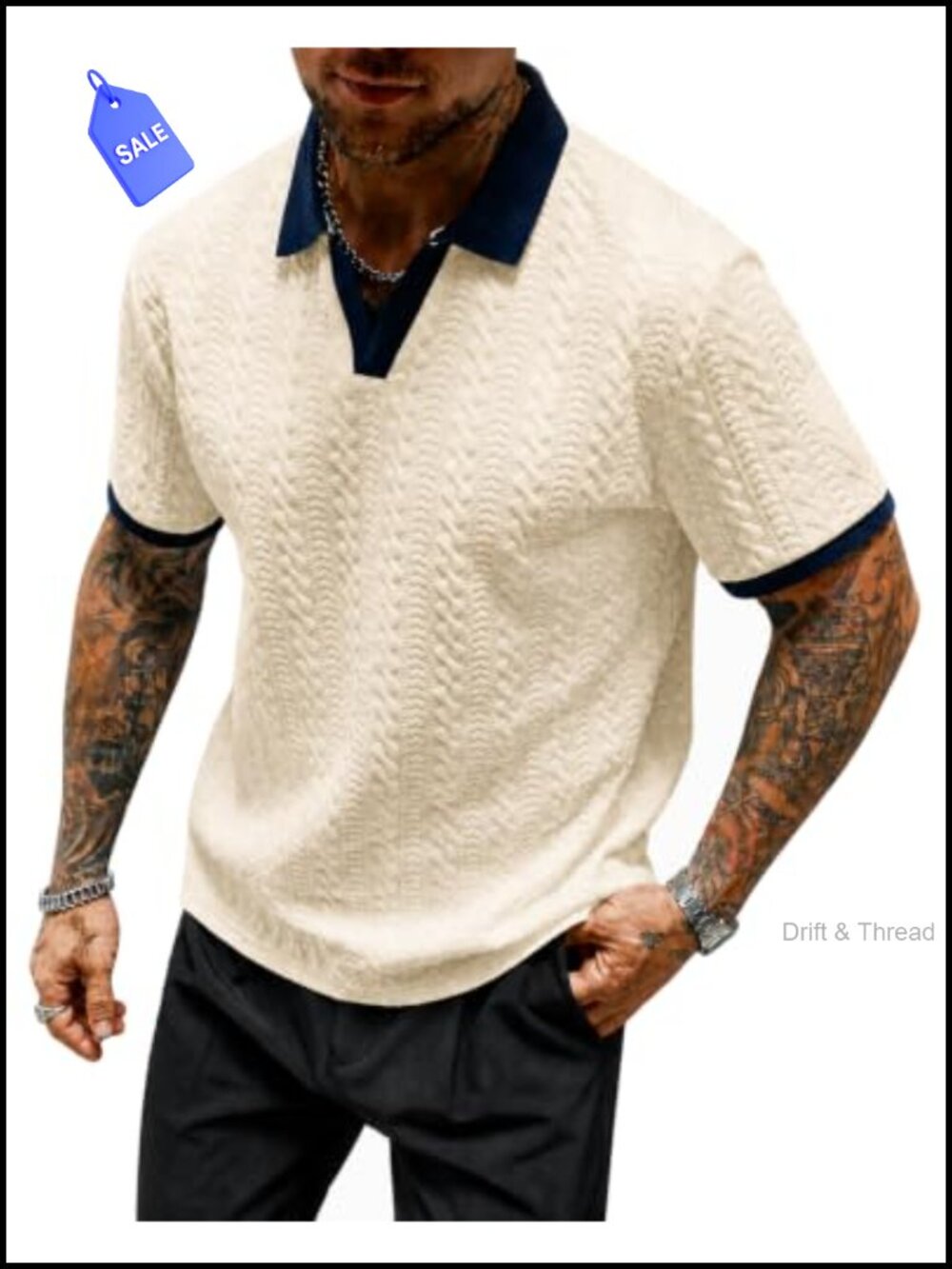 Men Textured Short Sleeve Johnny Collar Polo Shirt Regular Fit Pullover